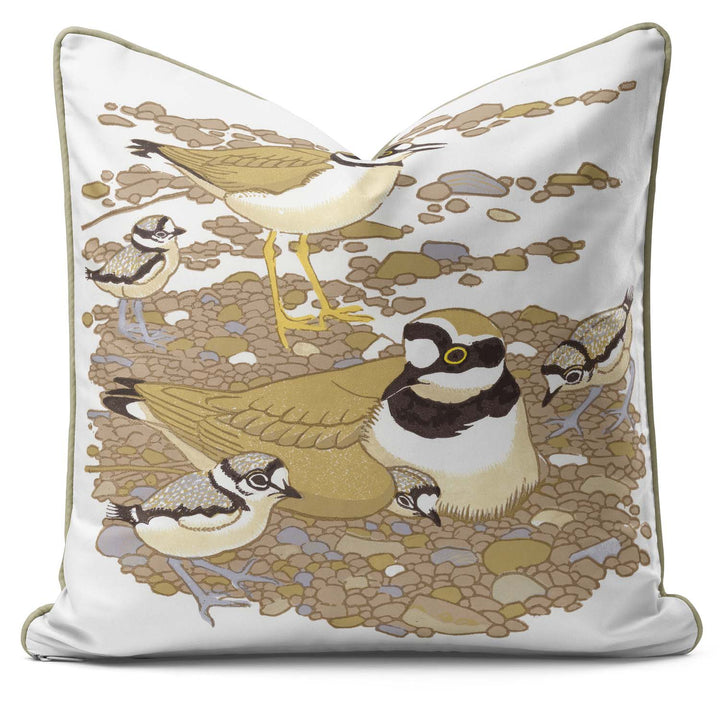 Little Ringed Plovers - Robert Gillmor Cushion