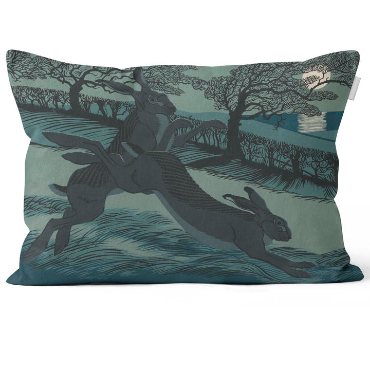 March Moonlight - Boxing Hares - Robert Gillmor Cushion