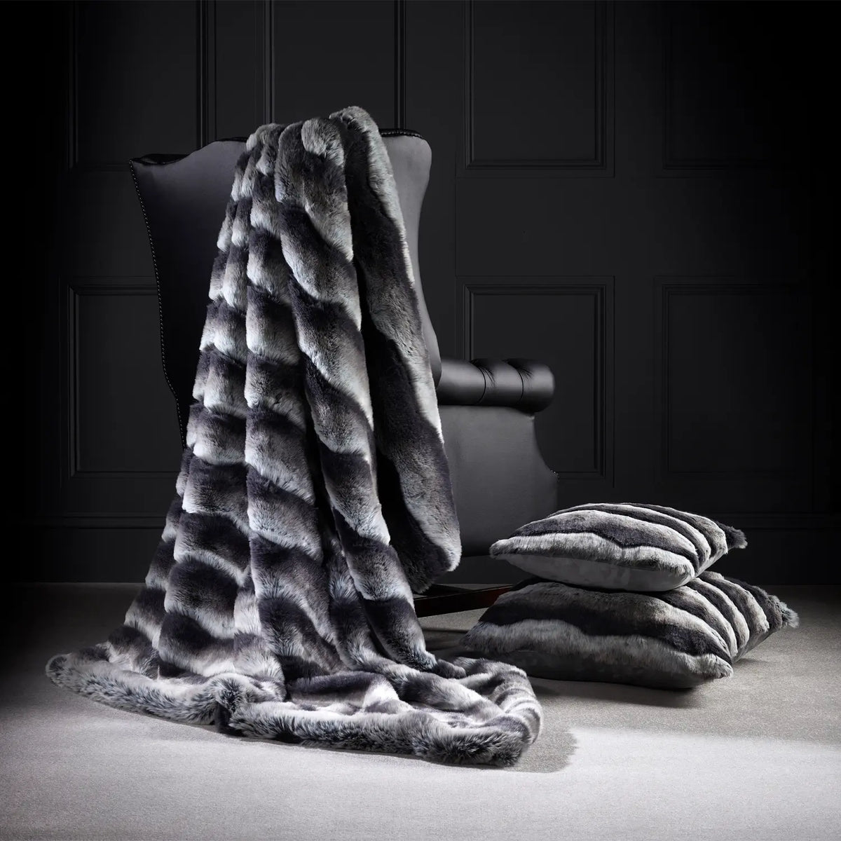 Montana Stripe faux fur throw by Katrina Hampton