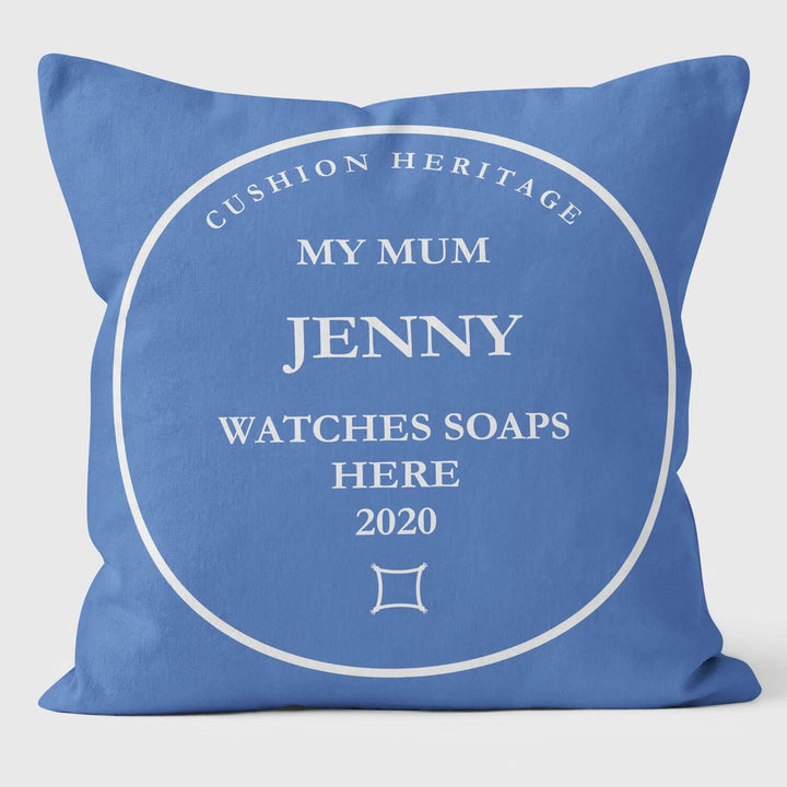 Mum Bespoke Blue Plaque - Cushion Heritage - Handmade Cushions UK - WeLoveCushions