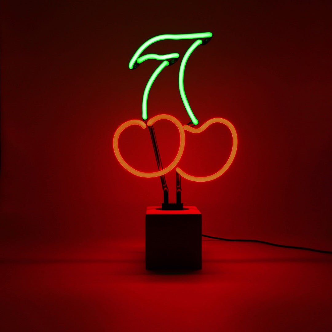 Neon Cherry Sign product image shown in a home or gift setting