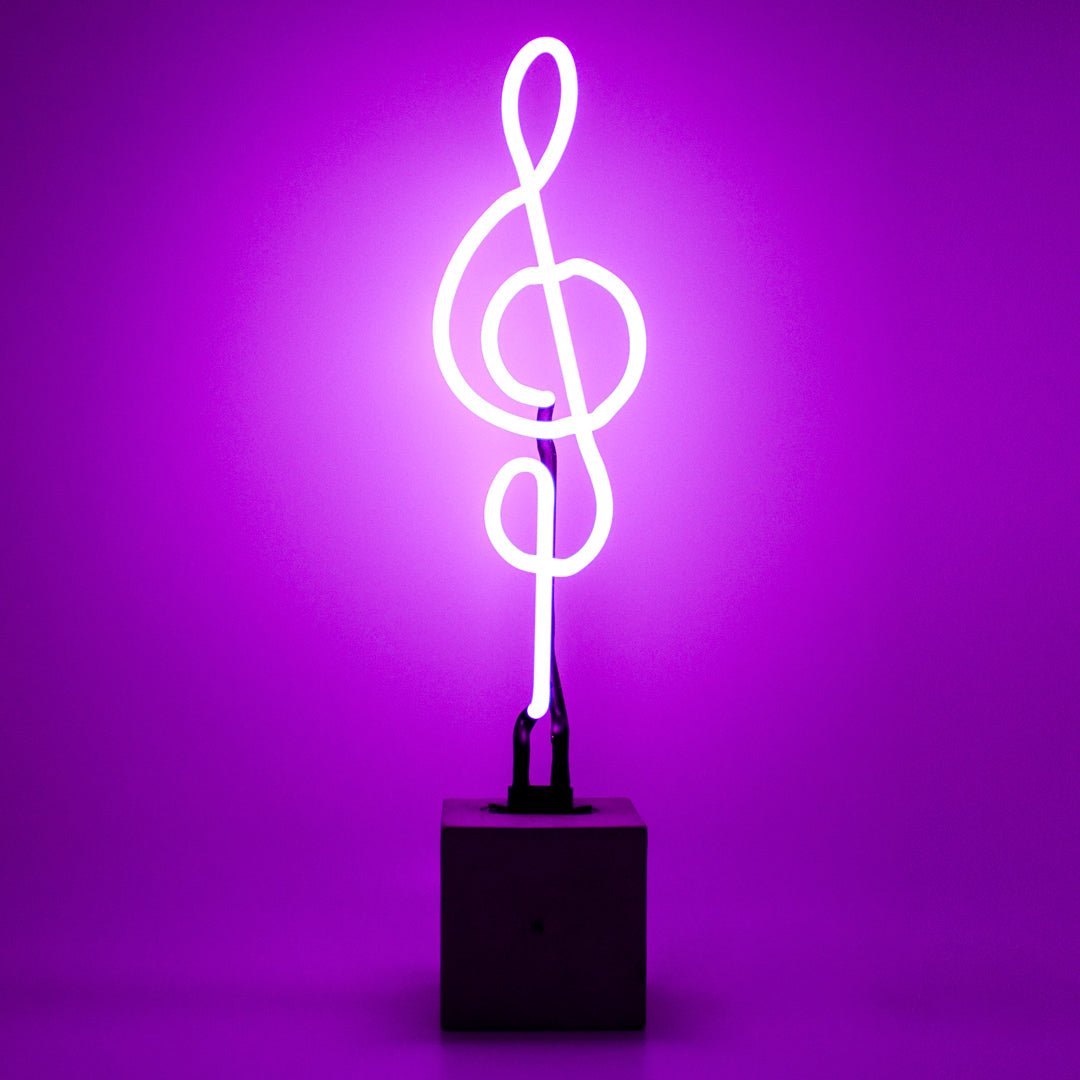 Neon Clef Sign product image shown in a home or gift setting