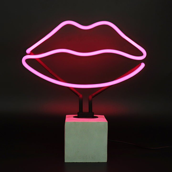 Neon Lips Sign product image shown in a home or gift setting