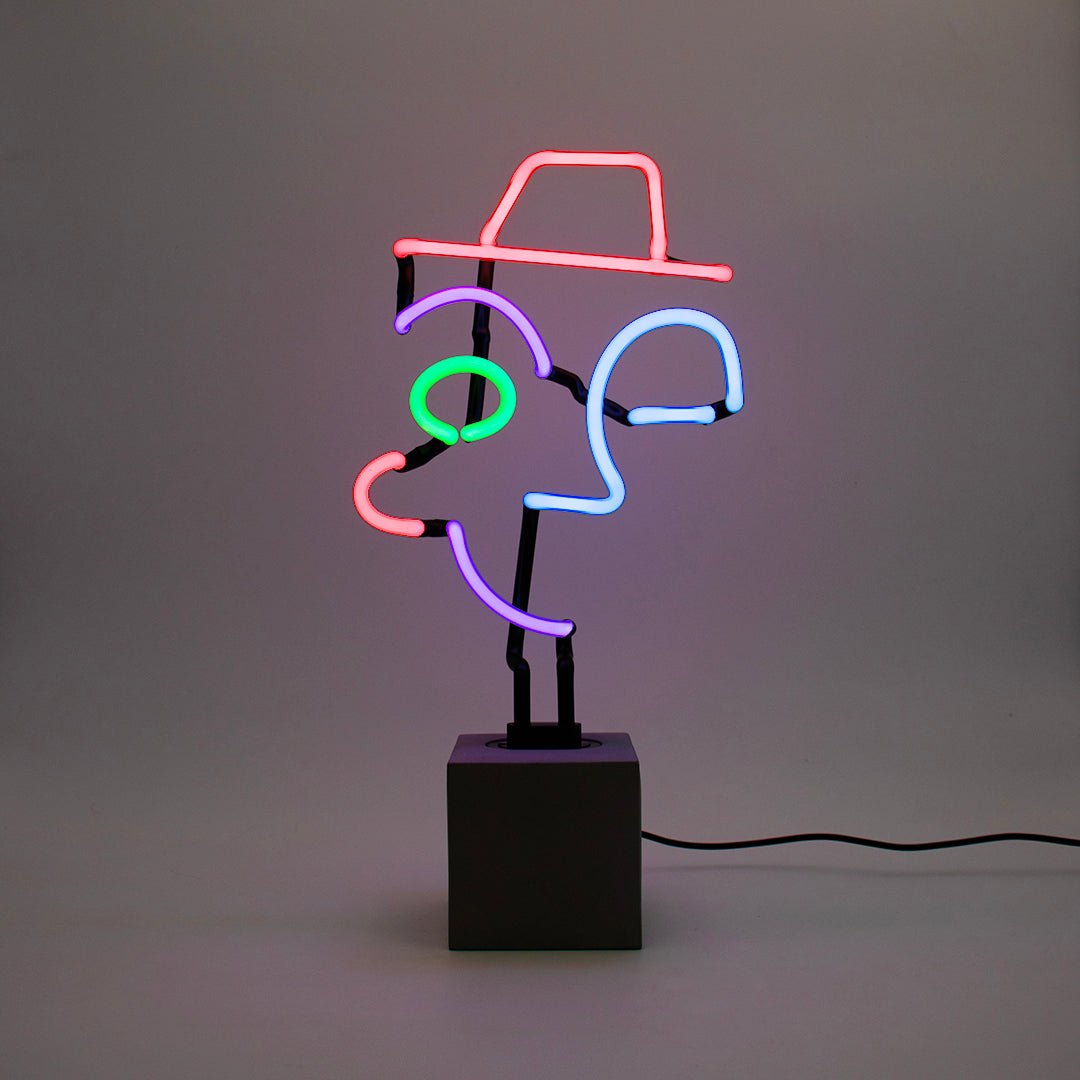 Neon Wink Face Sign product image shown in a home or gift setting