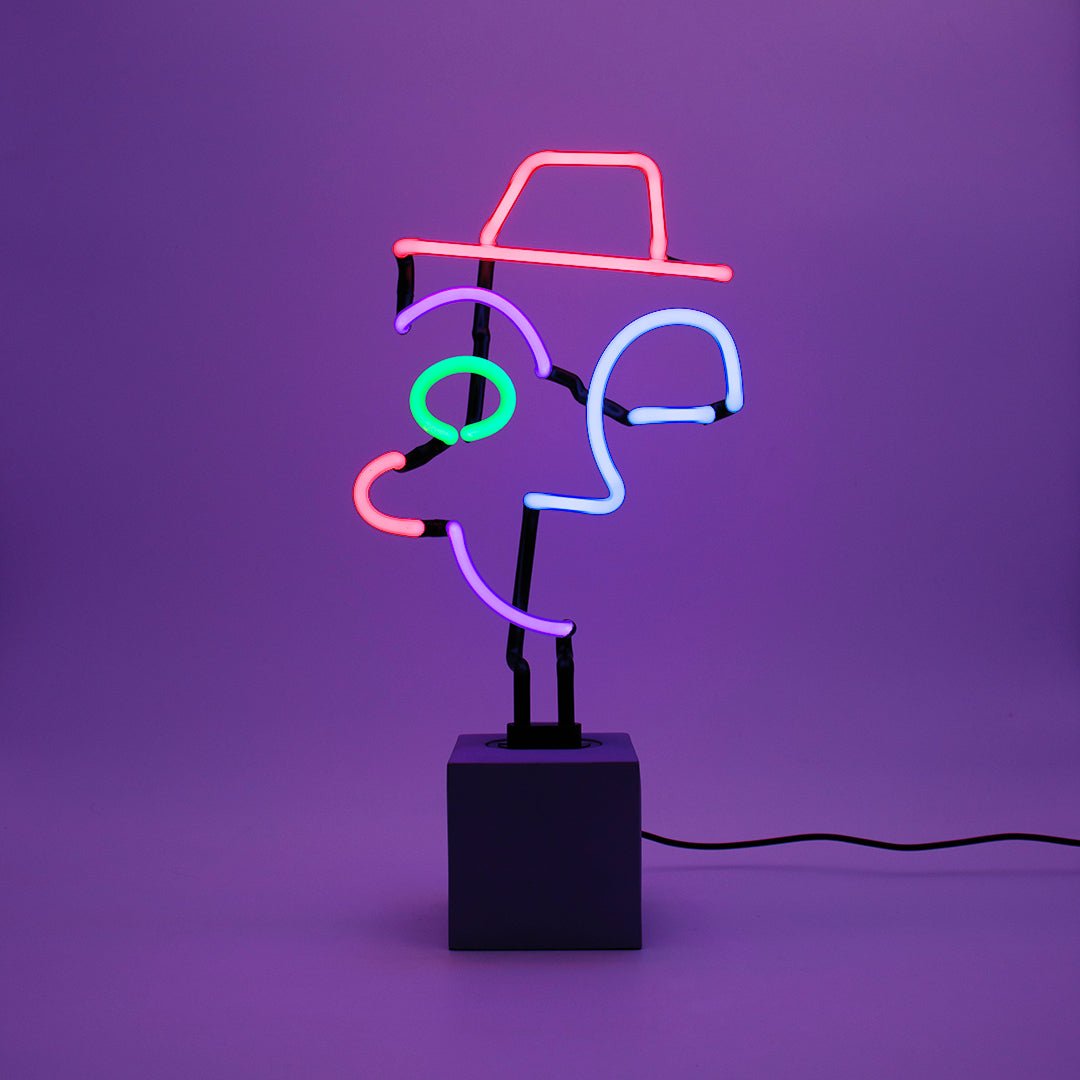 Neon Wink Face Sign product image shown in a home or gift setting