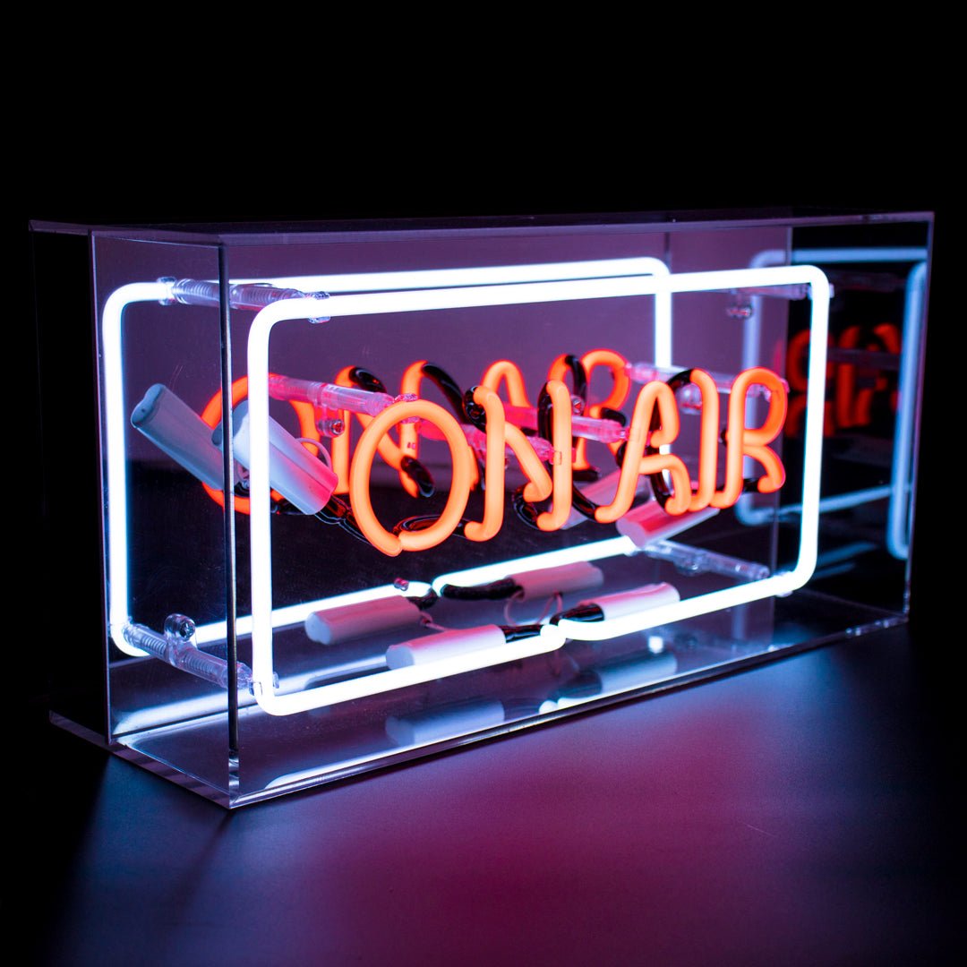 On Air Glass Neon Sign product image shown in a home or gift setting