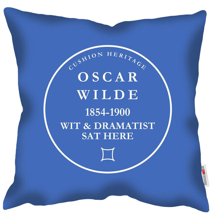 Oscar Wilde Blue Plaque - Cushion Heritage - Handmade Cushions UK - WeLoveCushions