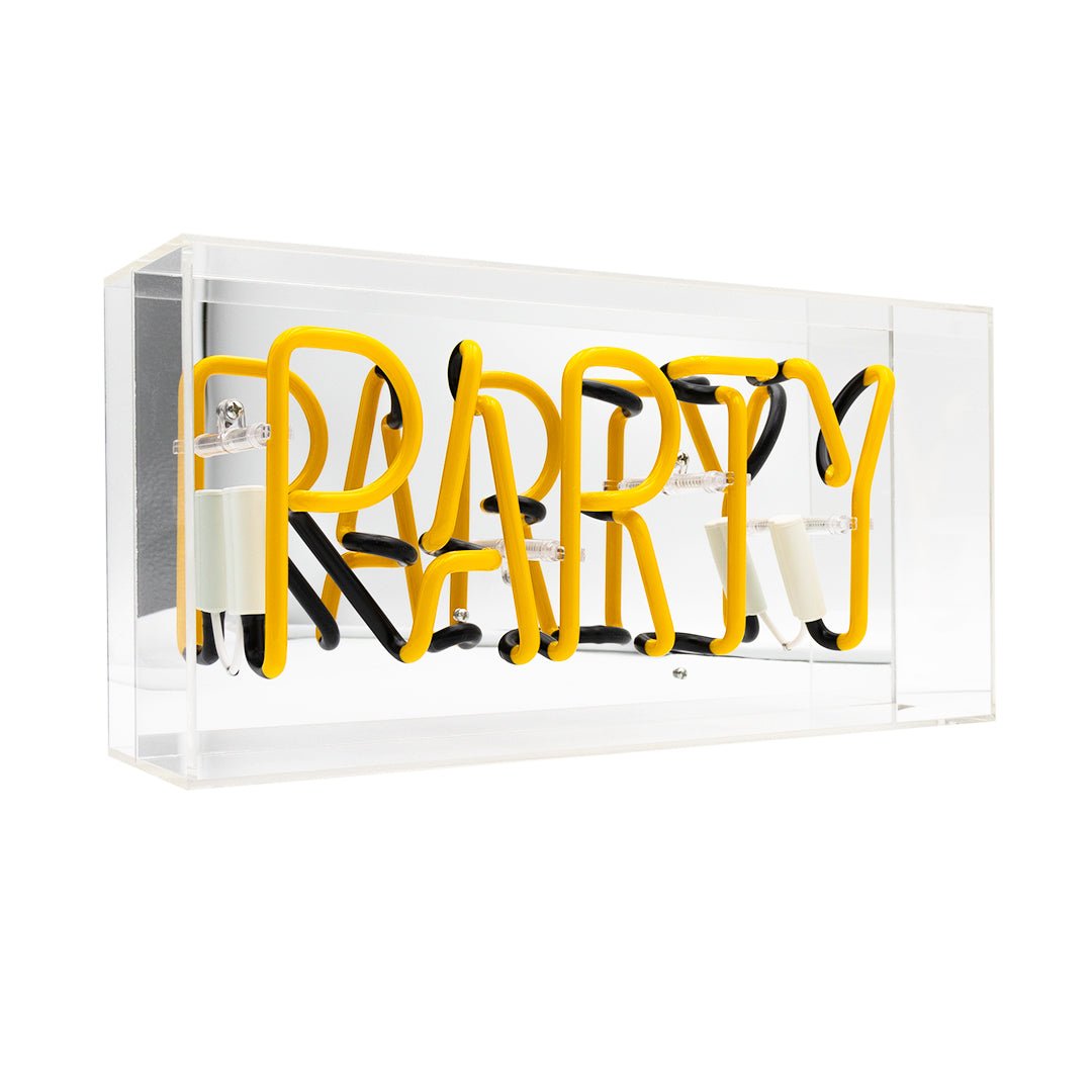 Party Glass Neon Sign   Yellow product image shown in a home or gift setting