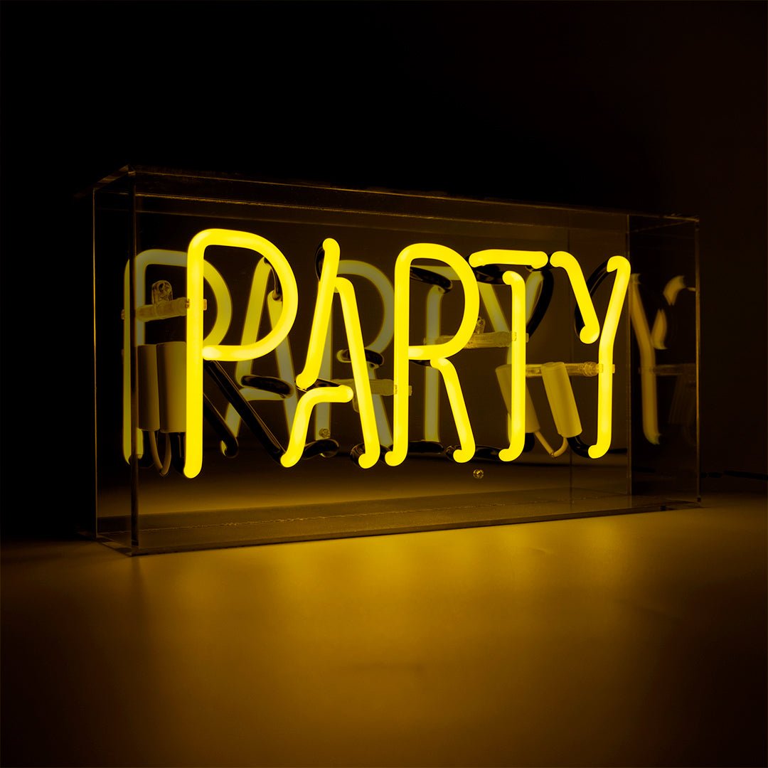 Party Glass Neon Sign   Yellow product image shown in a home or gift setting