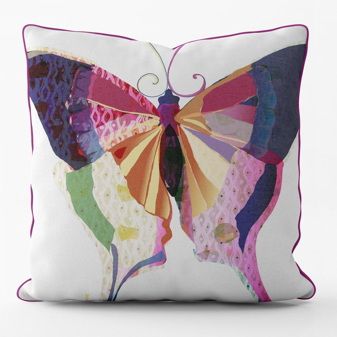Patchwork Butterfly (White) - FOG - House Of Turnowsky Cushion - Handmade Cushions UK - WeLoveCushions