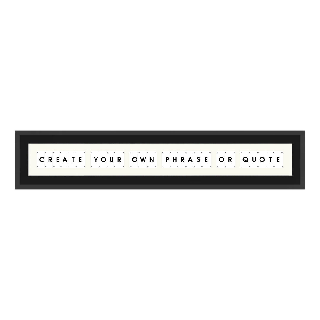 Personalised playing card picture frame with contemporary black outer mount, handmade with your own phrase or quote