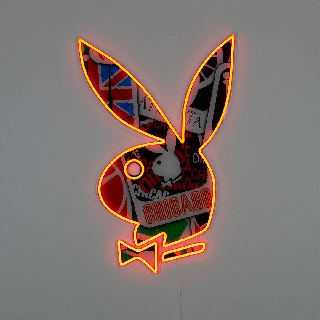 Playboy X Locomocean   Collage Playboy Bunny LED Wall Mountable Neon product image shown in a home or gift setting