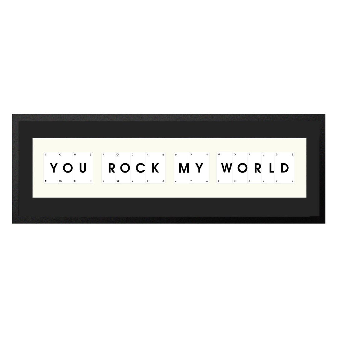 You Rock My World handmade Playing Card Picture Frame with genuine playing cards and black mount