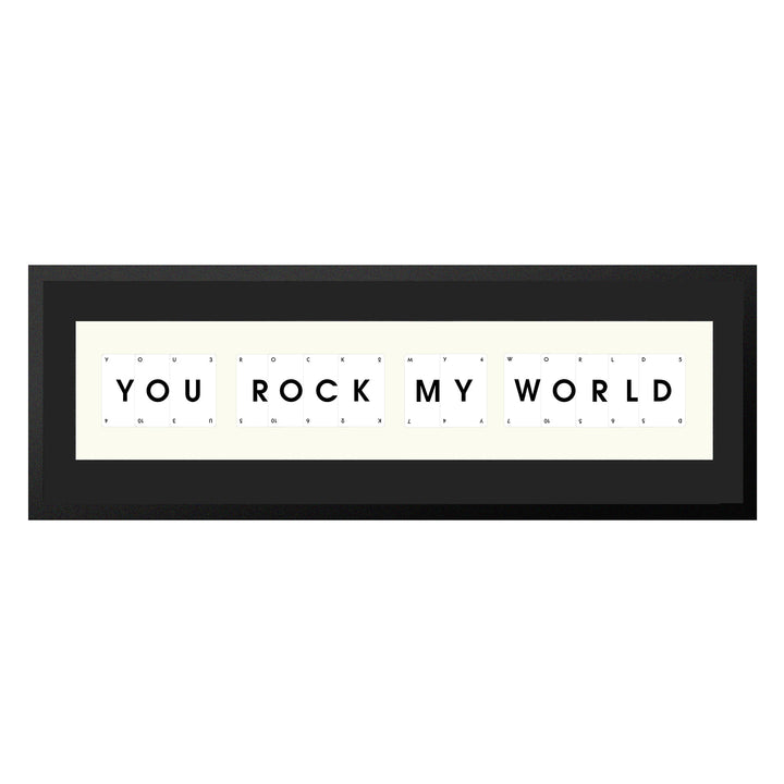 You Rock My World handmade Playing Card Picture Frame with genuine playing cards and black mount