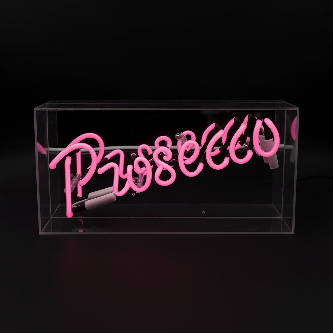 Prosecco Glass Neon Sign product image shown in a home or gift setting