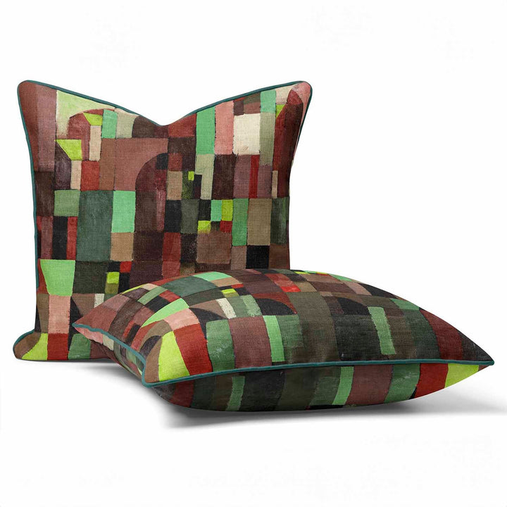 Red and Green Architecture (1922) - Paul Klee Cushion