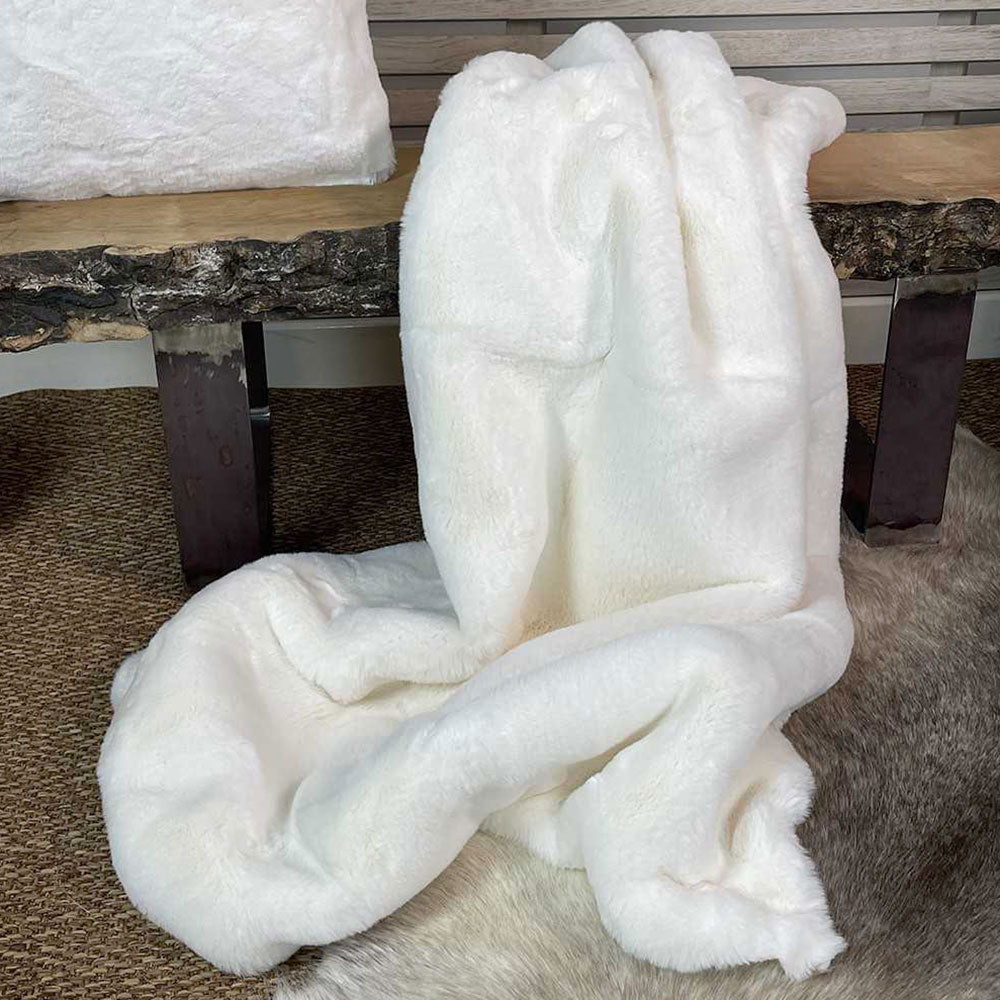 Cream Luxury Faux Fur Throw