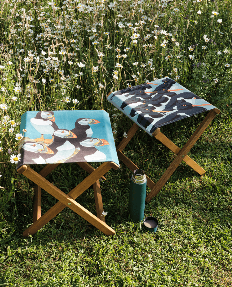 Oyster Catchers - Robert Gillmor - Glamping Camping Stool