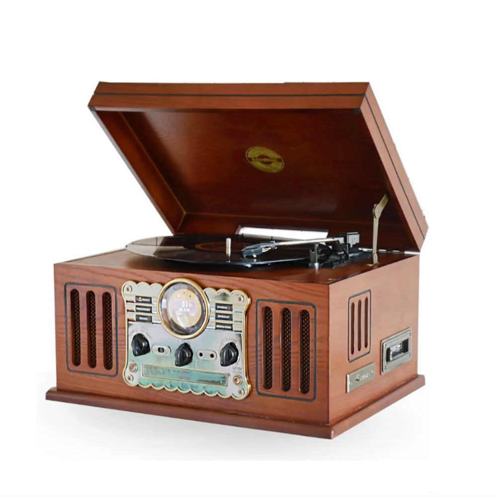 Steepletone Westminster dark wood music centre front view