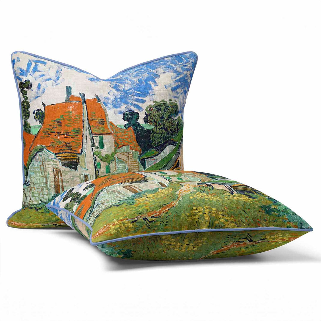 Street in Auvers-sur-Oise (1890) by Vincent Van Gogh - Cushion