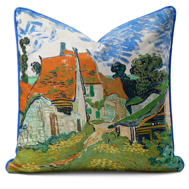 Street in Auvers-sur-Oise (1890) by Vincent Van Gogh - Cushion