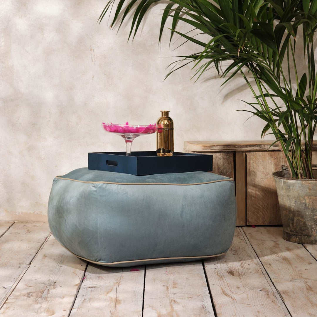 Sugar Cube Pouffe Platinum Piped - Art Cushion - Handmade Cushions UK - WeLoveCushions