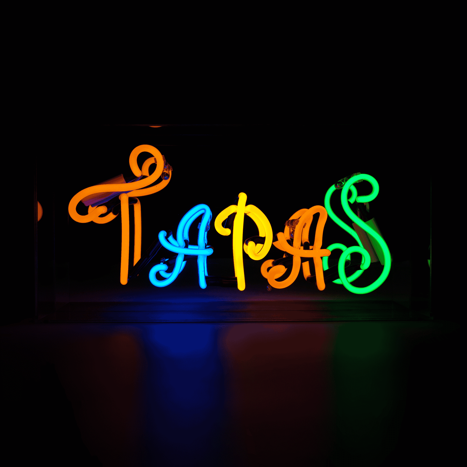 Tapas Glass neon Sign product image shown in a home or gift setting