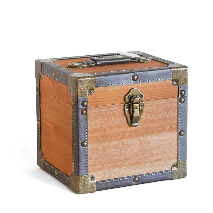 7-inch vinyl singles storage case – Wood effect with gunmetal grey trim