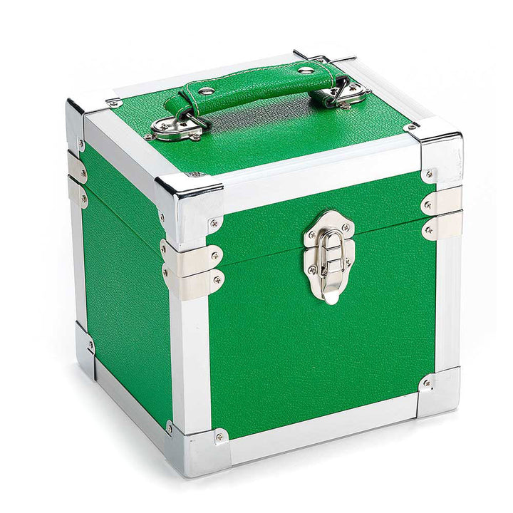 7-inch vinyl singles storage case – Green with silver trim