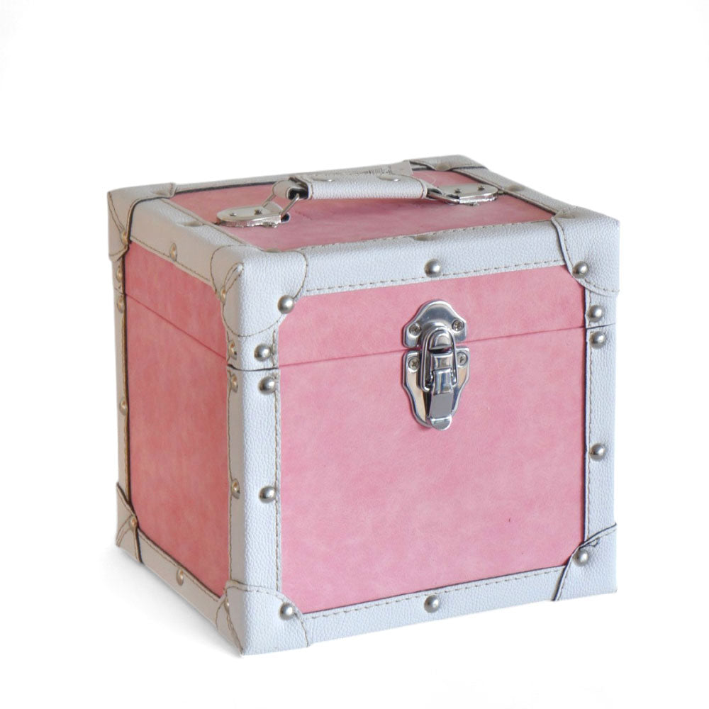 7-inch vinyl singles storage case – Pink with silver trim