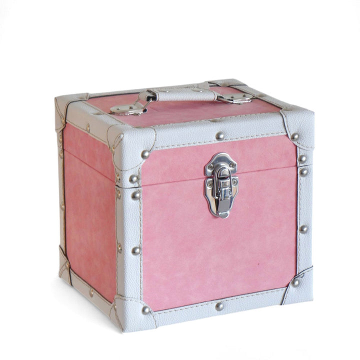 7-inch vinyl singles storage case – Pink with silver trim