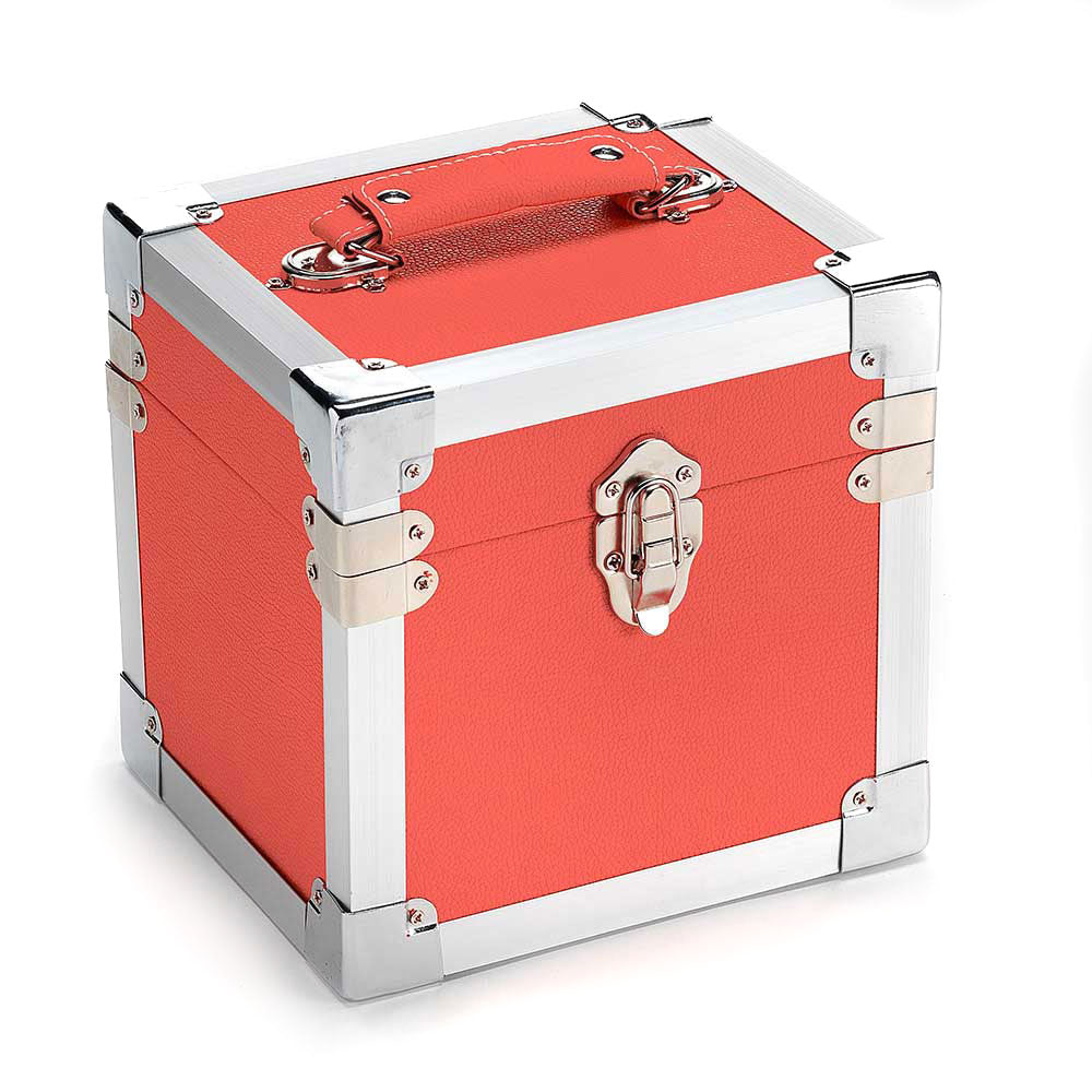 7-inch vinyl singles storage case – Red with silver trim