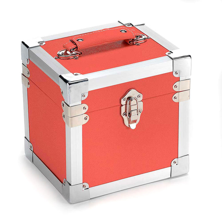 7-inch vinyl singles storage case – Red with silver trim
