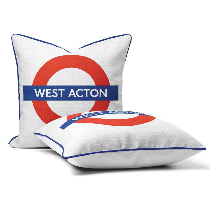 West Acton London Underground Tube Station Roundel Cushion