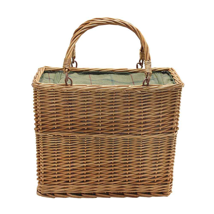 Bottle Basket Cooler with Green Tweed Lining 077 by Willow