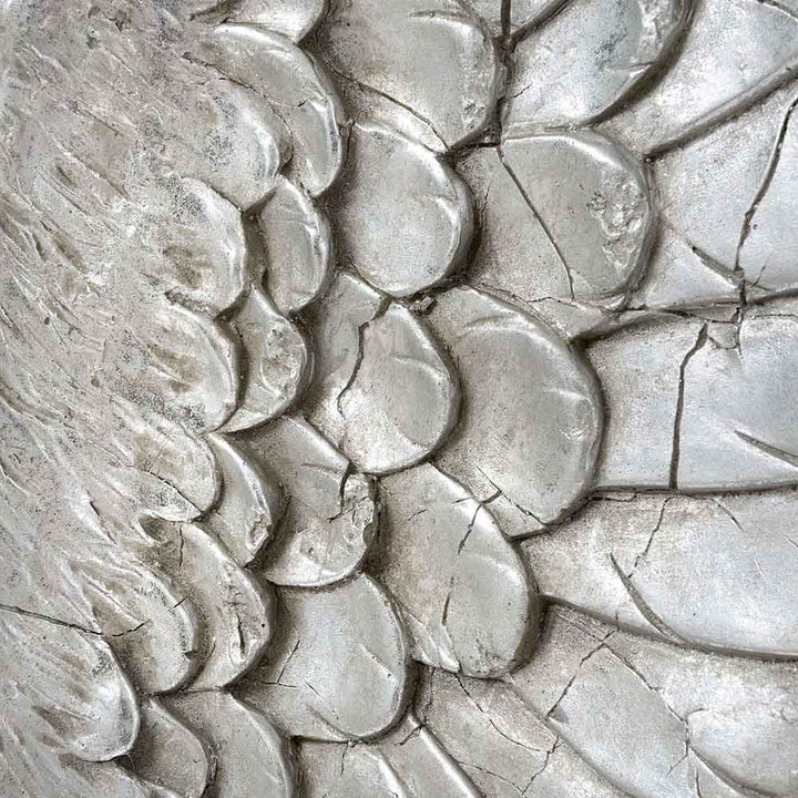 Silver Angel Wings Wall Mounted in Resin wing detail by Hill Interiors