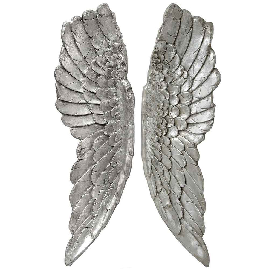 Silver Angel Wings Wall Mounted in Resin by Hill Interiors