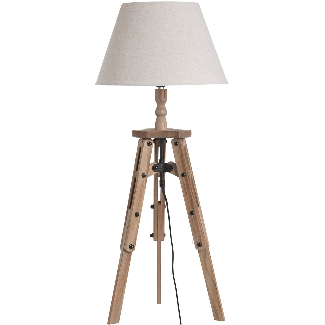 Wooden Tripod Table Lamp With Cream Lampshade by Hill Interiors