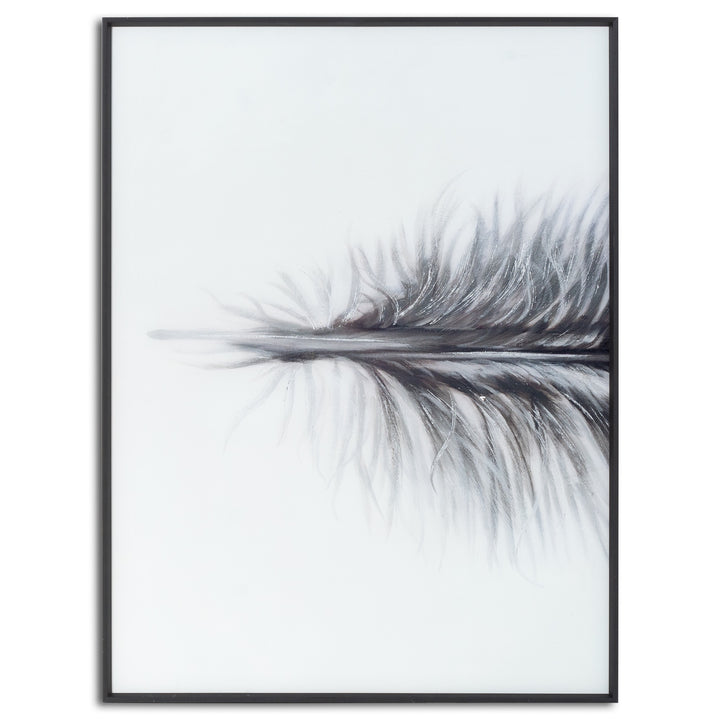 Triptych Wall Art Black and White Feather By Hill Interiors