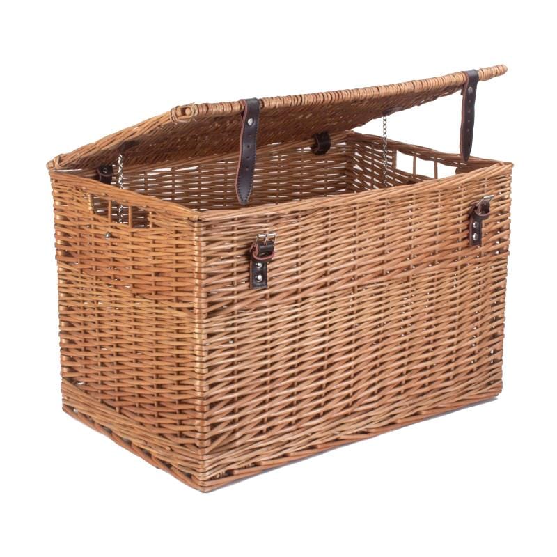 The Patmore 24" Medium Sized Brown Tan Willow Storage Chest Hamper open