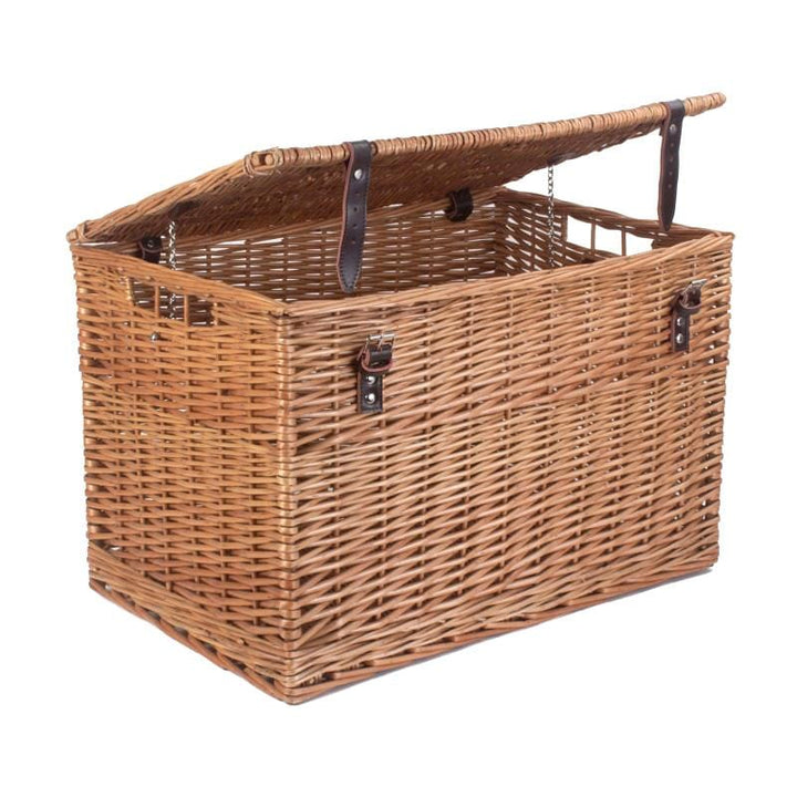 The Patmore 24" Medium Sized Brown Tan Willow Storage Chest Hamper open