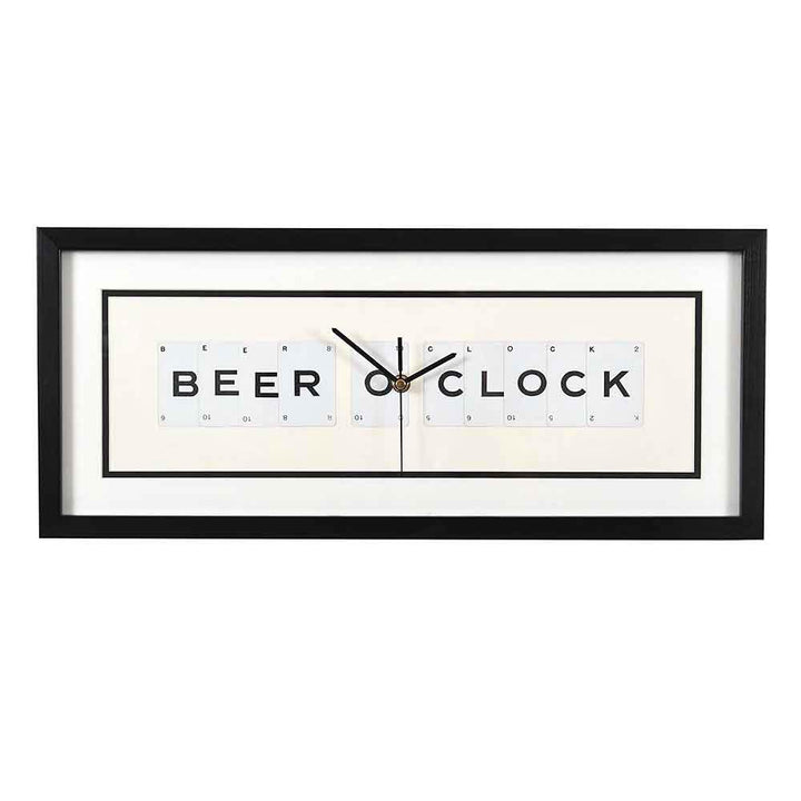 Vintage Playing Cards BEER O CLOCK Black and Cream Frame Quartz Wall Clock