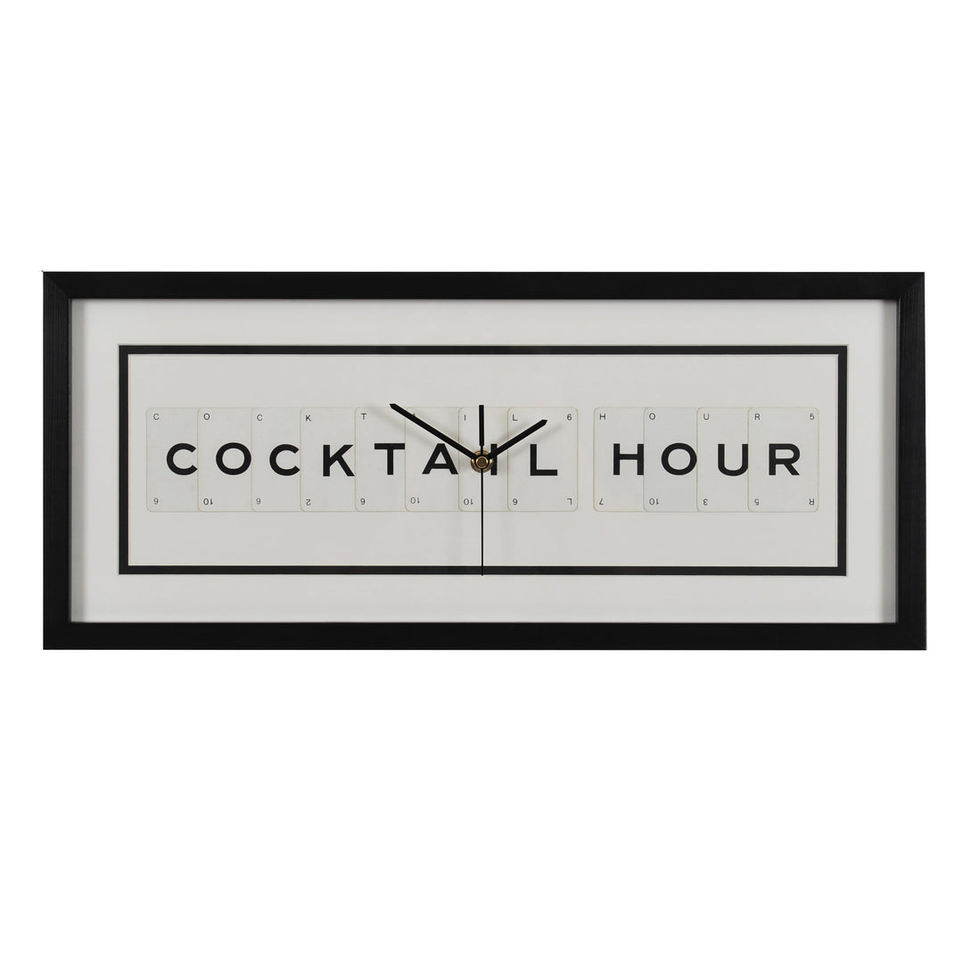 Vintage Playing Cards COCKTAIL HOUR Black and Cream Frame Wall Clock