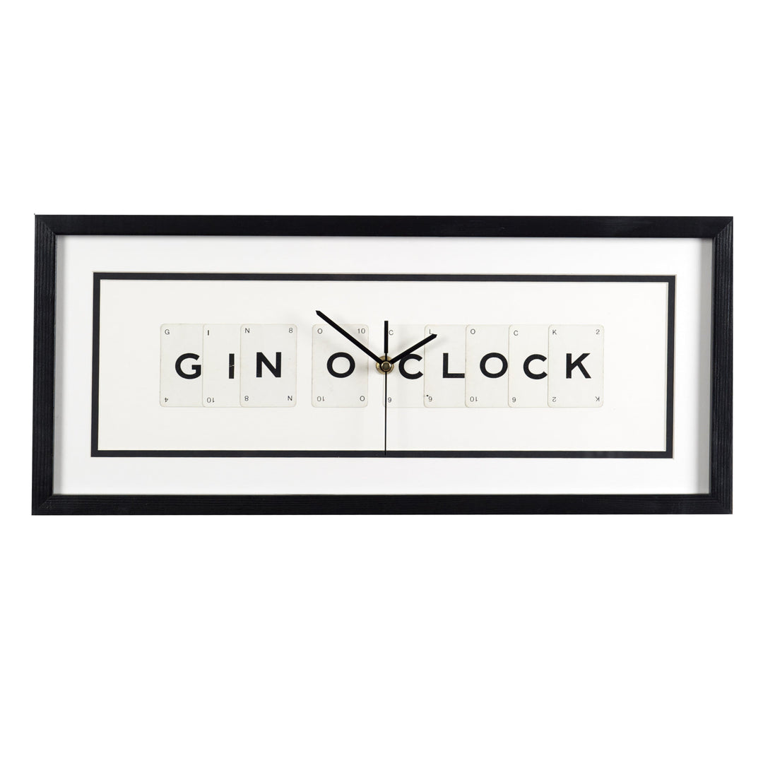 Vintage Playing Cards GIN O CLOCK Black and Cream Frame Wall Clock