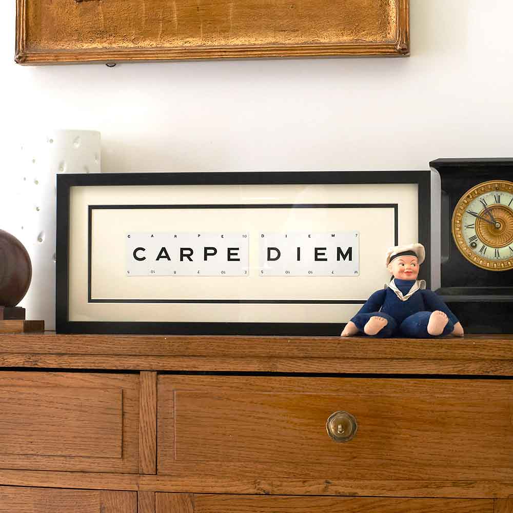 Vintage Playing Cards CARPE DIEM Wall Art Picture Frame