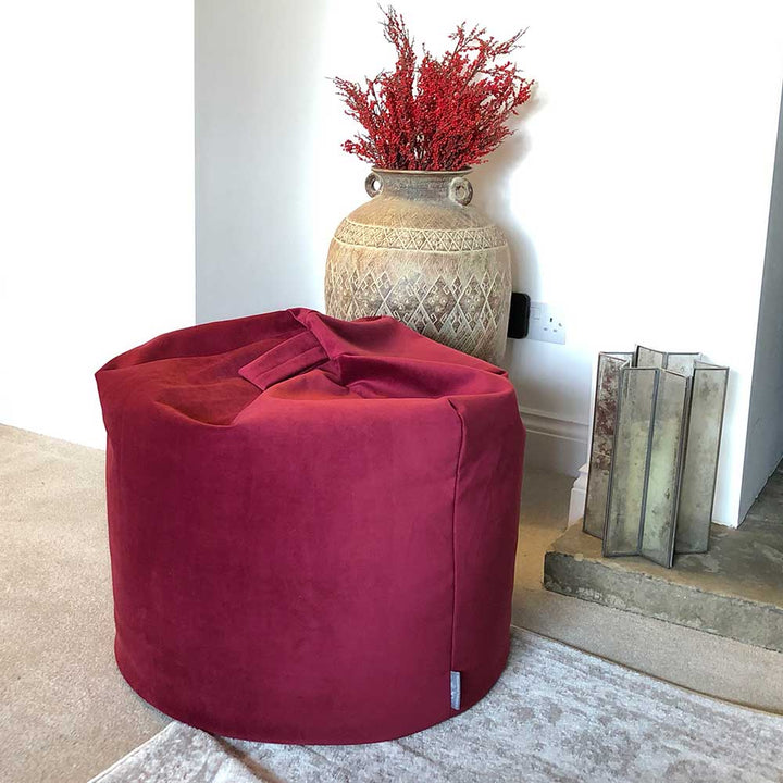 Bean Bag Velvet Chair in Cranberry Red by Katrina Hampton