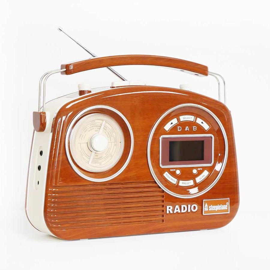 Devon Portable Retro DAB Radio Woodgrain by Steepletone