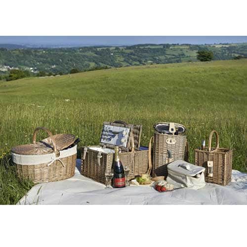Willow Deep Antique Wash Oval Picnic Basket Hamper with White Lining