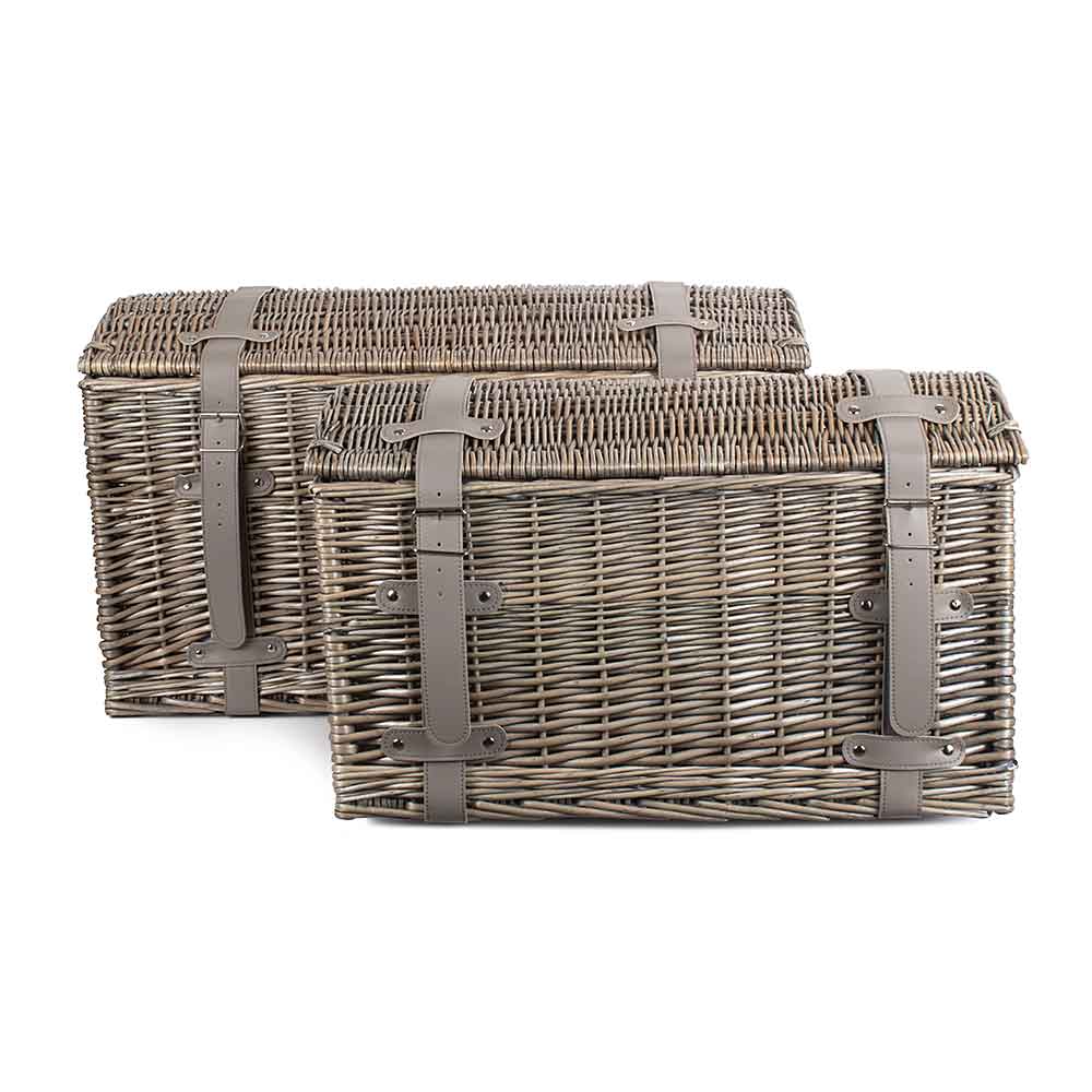 WILLOW Large Antique Wash Domed Storage Hamper - Small | Large | Set of Two