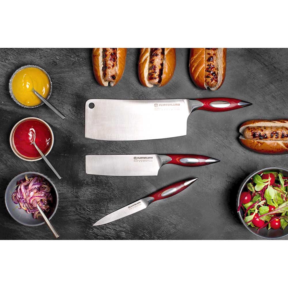 Kitchen Chef Knife Set Three Piece For Barbecue Lovers by Flint and Flame